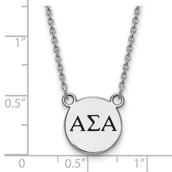 Sterling Silver Alpha Sigma Alpha Small Enamel Greek Letters Necklace - Picture 2 of 4